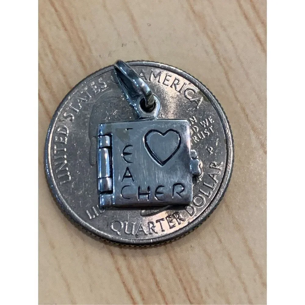 .925 Vintage Teacher Book Sterling Silver Jewelry Charm